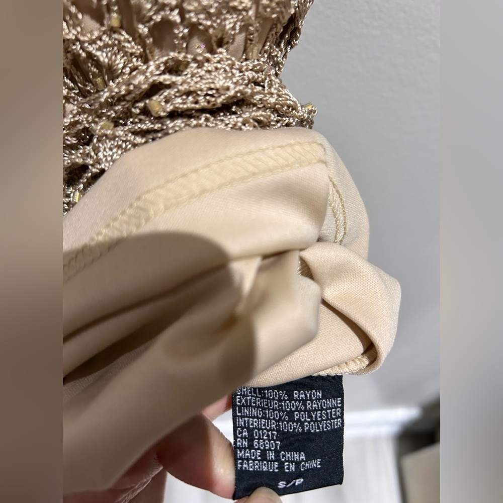 Le Chateau Sleeveless Crochet Midi Dress in Beige- Size S - Picture 8 of 10